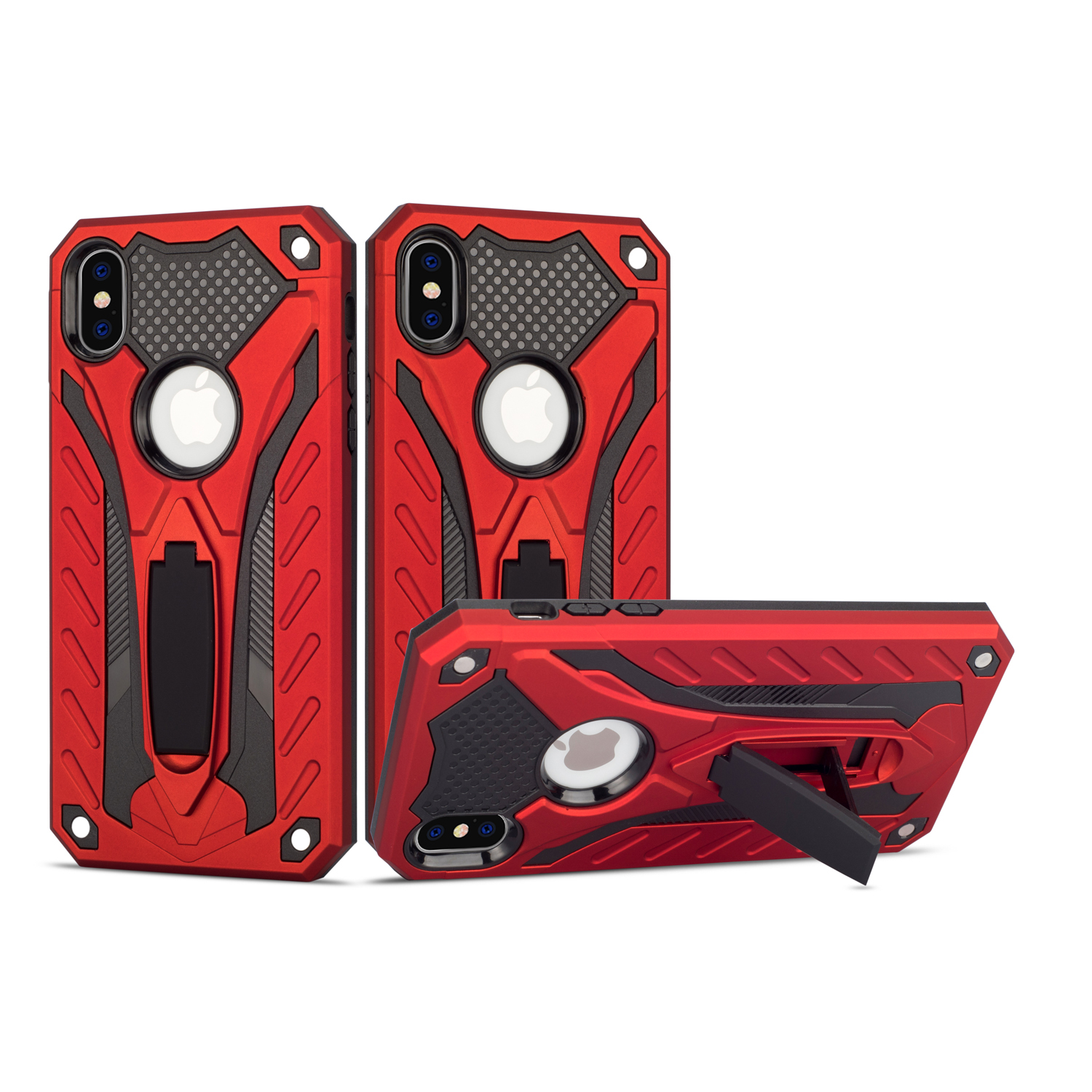 iPHONE Xs Max Armor Knight Kickstand Hybrid Case (Red)